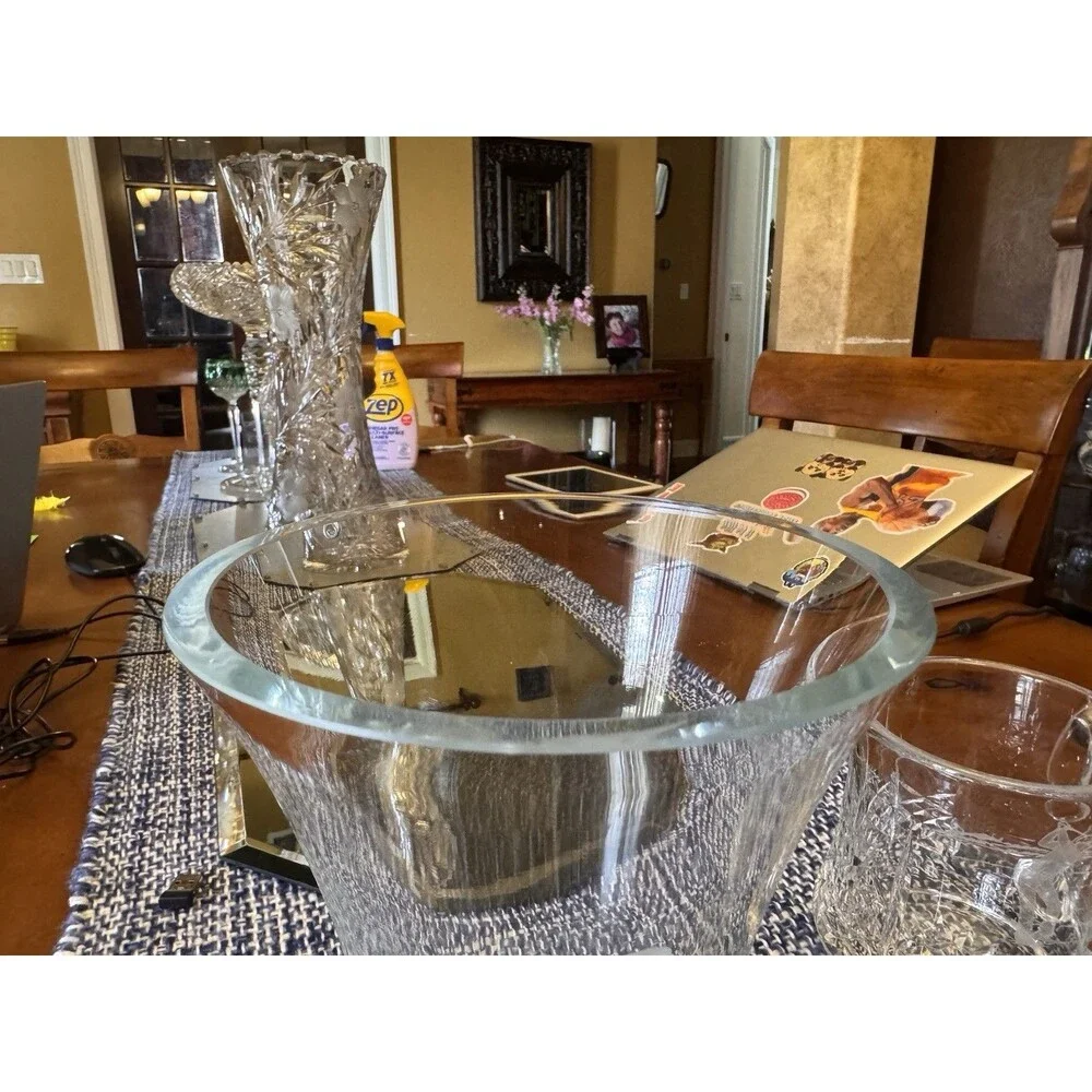 Golf Edinburgh Crystal Decanter Set w/ Stopper & 4 Glasses, 2 tankards, Vase 9pc